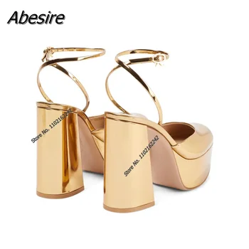 Tocuri de aur Pentru Femei Rotund Toe Platforma Pompe de Curea Cataramă Confortabile Pantofi pentru Femei de Moda Rochie Sexy Pantofi Zapatos Mujer