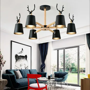 Nordic masiv din lemn de corn de cerb candelabru tavan acasă sufragerie, camera de zi dormitor studiu de interior modern, minimalist lampă de plafon