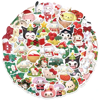 10/62PCS Kawaii Crăciun Sanrio Autocolant Desene animate Impermeabil Decalcomanii pentru Notebook-uri de Partid Telefon Kuromi Mea Melodie Drăguț Jucărie pentru Copii Cadouri