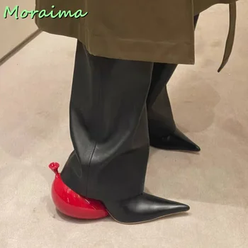 A Subliniat Toe Ciudat Stil Toc Pompe De Adâncime Mică Alunecare Pe Negru Roșu Amestecat Culori De Piele Roman De Moda Pentru Femei Pantofi 2023 Nou Rochie