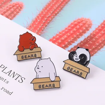 Ursul De Metal Email Brosa Într-O Cutie Deosebita De Desene Animate Drăguț Panda Animal Insigna Pin Rever Sac De Haine Accesorii Bijuterii Cadouri