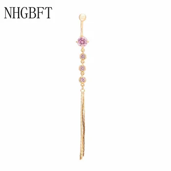 NHGBFT ciucure Lung Buric Belly Button Inel Shinying Rotund CZ Piercing Bijuterii Accesorii Dropshipping