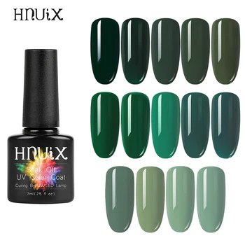HNUIX 7.3 ML vopsea lac Gel Verde culori Gel de unghii set pentru manichiura DIY partea de Sus strat de Bază Hybird de design de unghii de Arta grund