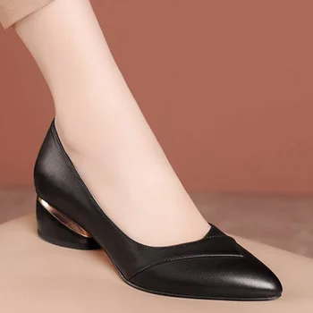 Toc gros Superficial Gura Moda pentru Femei Pantofi 2022 Primăvara și Toamna Stil Nou a Subliniat Versatil Femei Singure Pantofi
