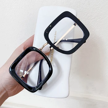 Moda Ochelari Pătrați Cadru Femei Brand 2021 Supradimensionate Clar Lentile Transparente Spectacol Optic De Citire Ochelari De Vedere