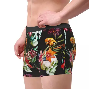Flori Și Cranii Crini Portocalii Os Chiloți Homme Chilotei Sex Masculin Lenjerie De Imprimare Pantaloni Scurți Boxeri