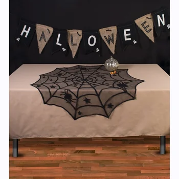 Halloween Negru Dantelă, Pânză De Păianjen Masă Masă Acoperă Fereastra Agățat Horror Halloween Party Decor