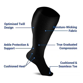 Plus Dimensiune Medicale Ciorapi de Compresie pentru Varice 20-30mmHg Bărbați Femei Ciclism Sarcinii, Umflarea Anke și Vițel Șosete