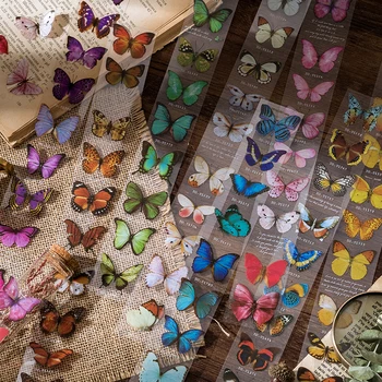 Vintage animale de COMPANIE Autocolante Fluture 8 Design Transparent Decorative Scrapbooking Material Butterfly Collector Serie de Benzi DIY Jurnal