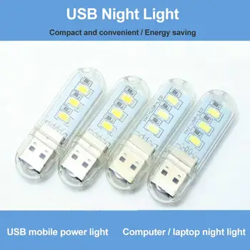 Portabil Mini USB LED Lumina DC5V Ultra Luminos de Carte de Lectură Lămpile 3/8 Led-uri de Putere Mobil de Încărcare Călătorie Camping Mic, Lumina de Noapte