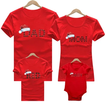 Iarna Bumbac 2022 Anul Nou Crăciun Roșu De Familie Stabilită De Îmbrăcăminte De Moda De Craciun Familia Copilului Romper Mama Copii T-Shirt