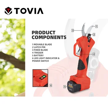 T TOVIA fără Fir Electric, mașină de tăiat via, 25mm/30mm/40mm Diametru de Tăiere, 16.8 V/21V Alimentat de la Baterie