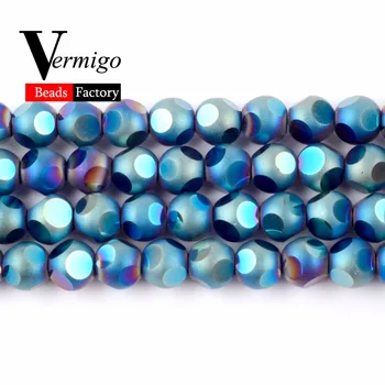 8mm 20buc/Pachet Fatetate Albastru cehă Margele de Sticla Pentru lucru Manual de Luare de Bijuterii de Cristal Margele Vrac Diy Brățară Accesorii Perles