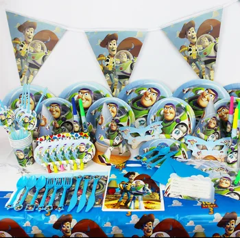 Toy Story Temă Petrecere De Aniversare Pentru Copii Decoratiuni Set Ceașcă De Hârtie, Placă De Față De Masă Șervet Balon Consumabile Partid Băieți Copil De Dus