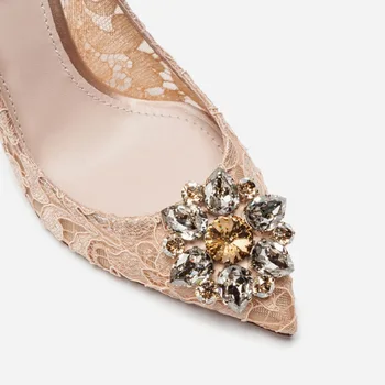 Primăvara și vara stras dantela stiletto de mireasa pantofi de nunta cu un banchet rochie de mari dimensiuni mici sexy femei sandale