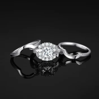 JewelryPalace 3 Buc Argint 925 cu Inel Seturi pentru Femei 1.2 ct Simula Diamant AAAAA CZ de Logodna Seturi de Mireasa Nunta Trupa