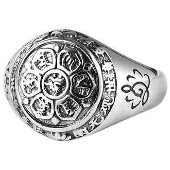 BOCAI S925 Argint Inele 2022 Noua Moda Șase Silabă Mantra Lotus Pura Argentum Amuleta Bijuterii pentru Femei, Bărbați