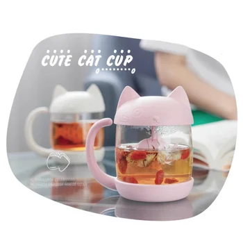 Drăguț Pisica 250ml Pahar Cana Cana de Ceai Cu Pește Infuser Filtru Filtru Cesti de Ceai Birourile de Acasă Drinkware Teaware Accesorii de Bucatarie