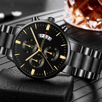 Reloj hombre Moda Barbati din Oțel Inoxidabil Ceas de Lux Calendar Cuarț Încheietura Ceas Ceasuri de Afaceri pentru Omul Ceas montre homme