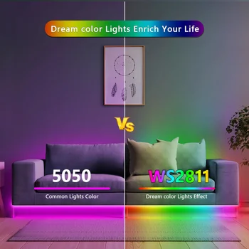 LED Strip Lumini WS2811 5050 RGB Vis de Culoare Bluetooth, Infraroșu Control de la Distanță Bandă Led Pentru Camera Diodă Flexibil Panglică Lampa