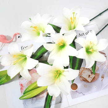 Artificiale Crini Floare Ramură 5Pcs Calitate de Top Lilium Simulare de Flori Latex Hotel de Familie Decor Petrecere Accesorii Cadou