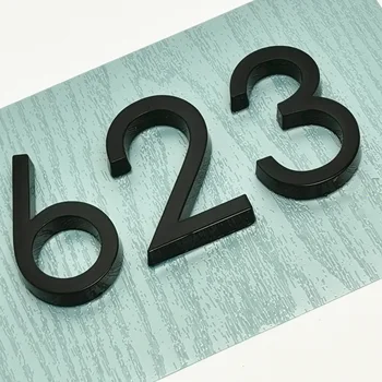 Placă de ușă 2 buc/Combo Casa Numărul 6 CM Argintiu Negru Culoare Decorative Scrisori & Numere Placa din Plastic ABS Poștală Autocolant, Eticheta
