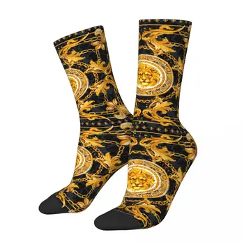 Retro de Lux Șal de Design Dantelă de Aur Acuarelă de Fotbal Șosete Poliester Șosete Lungi pentru Femei Barbati