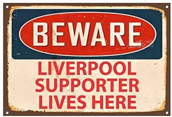 Feriți-Vă Liverpool Susținător Locuiește Aici, Metal Sign, Stil Vintage De Perete Acasă Ușa Plaque12X8inch