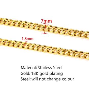 Din Oțel Inoxidabil de aur Cubanez Lanț de Link-ul Pentru DIY-Side Dublu Brățară Colier Bijuterii de Luare a Găsi Lanțuri Mari en-Gros de 7mm 1M