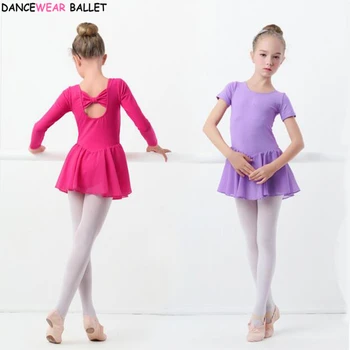 Fete Rochie De Balet Gimnastica Tricou Cu Maneca Lunga Copii Copil Roz De Balet Îmbrăcăminte De Dans Purta Cu Fuste Sifon Pentru Fete