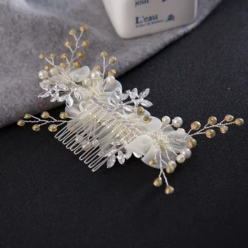 Floare albă de Păr Pieptene Agrafe de Margele Perle Agrafe de par Stras Diadema pentru Mireasa Nunta Femei Fete de Păr Bijuterii Accesorii