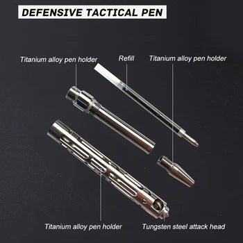 Tungsten din Oțel de Titan TC4 Tactical Pen autoapărare în aer liber Instrument Breloc Portabil de Buzunar de Afaceri Scris Geam Spart Instrument