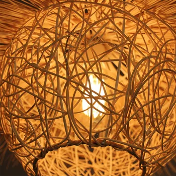 Chineză Rattan Candelabru Cuib Rotund Casa Pălărie de Paie, Bambus abajur de Lampă de Pandantiv de Bambus Arta Restaurant Hotel Home Decor Lumini