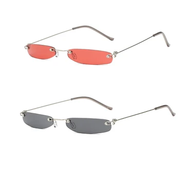 Mici ochelari de Soare Femei Barbati Designer de Brand fără ramă Îngustă Ochelari de Lux Trend Aliaj ochelari de Soare Streetwear UV400