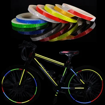 1cmx8m Bicicleta Bande Reflechissante Autocolante Ciclism Fluorescente Autocolante Reflectorizante Bandă MTB Biciclete Bandă de Siguranță Cinta Reflectante