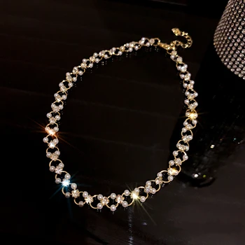 Trendy Bine 14K Real Placat cu Aur cu Perle Lanț Colier pentru Femei Accesorii Fată coreea Moda Bijuterii AAA Zirconia de Partid Cadou