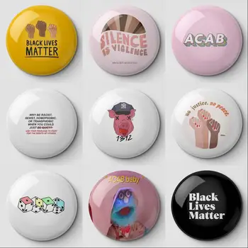 Acab Broasca Demn Viețile Negrilor Contează Foc Angela Davis Este Moale Butonul Pin Personalizate Haine Femei Amuzant Desen Animat De Moda