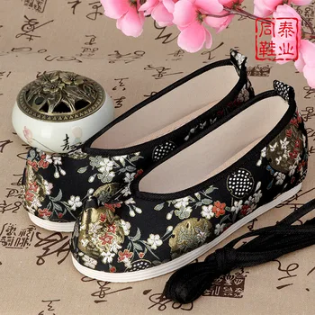 4Colors Femei Vintage Brodata Hanfu Pantofi Stil Chinezesc Antic Elegant Pânză Pantofi Retro Plat Cizme Scurte din Dantela-Up Papuci