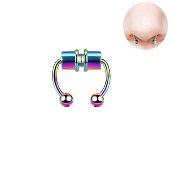 Noua oțel Chirurgical Piercing Fals Inel de Nas Hoop Sept Inele Magnetice de Moda Piercing Fals Bijuterii