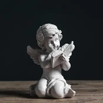 Lectură Statuie Rășină Drăguț Înger Cupidon Figurine De Grădină În Aer Liber Biserică Acasă Decor Adorabil Heruvimi Cadouri De Nunta Meserii