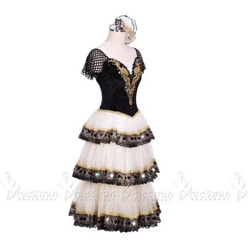 Stil spaniol Fildeș și Mercedes Negru Variație Profesionale tutu Balet, Dans Costum BT728