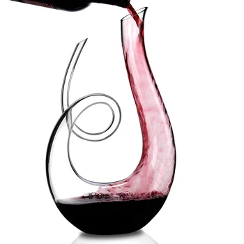 1000/1200ml Vin Decantor Spirală 6-în formă de Lebădă în Formă de Carafă de Vin Clar Mână cu sufletul la gură Leadfree Cristal Vin Creative Separator Cadou