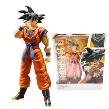 Dragon Ball Z SHF Soare Goku Părul Negru Saiyan Figura Anime Collectile Jucării de Acțiune 15CM de Colectie Model