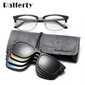 Ralferty 4 În 1 Magnet ochelari de Soare Barbati Femei Polarizati Clip-On Ochelari Cadru Pătrat Miopie Optic Ochelari de gunes gozlugu A2275