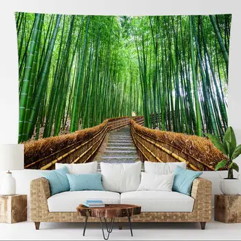 Peisaj frumos Agățat de Perete Pădure de Bambus Peisaj Tapiserie de Perete Covor Fotografie de Fundal tapiz