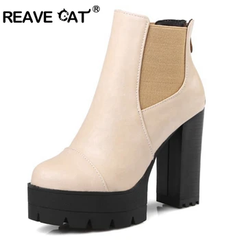 FURA CAT Pantofi pentru Femeie Cizme Glezna 11cm Tocuri Platforma cu Fermoar Material Elastic de sex Feminin Mujer de Moda Casual Negru Gri A4549
