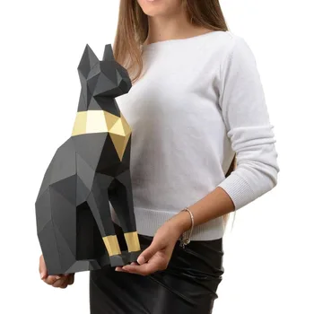 Pisica Bastet Egipt Hârtie 3D Model Animal Papercraft Figura de Acțiune Puzzle-uri pentru Copii Cadou de Învățământ Creative Home Deco, Decoratiuni Jucărie