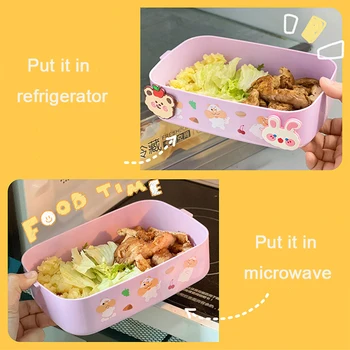 Kawaii Portabil Cutie de Prânz pentru Fete pentru Copii de Școală Plastic Picnic Cutie Bento cuptor cu Microunde Cutie de Alimente cu Containere de Depozitare Articole pentru Copii