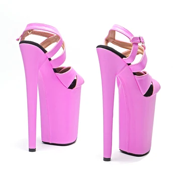Leecabe 23CM/9inches lumina violet PU superioară tendință de moda exotice sexy romantic Platforma Sexy Sandale cu Toc pantofi de Dans Pol