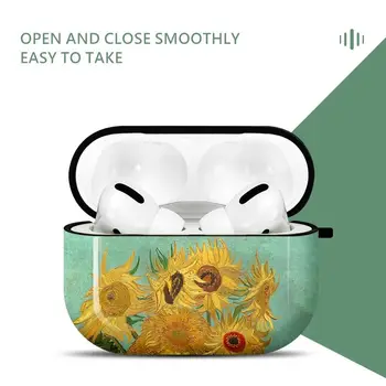 Floarea-soarelui Cazul Van Gogh pentru Apple Aer Păstăi AirPods Pro 2 3 Caz Moale TPU Anime de Imprimare Capac de Protecție la Șocuri și Breloc